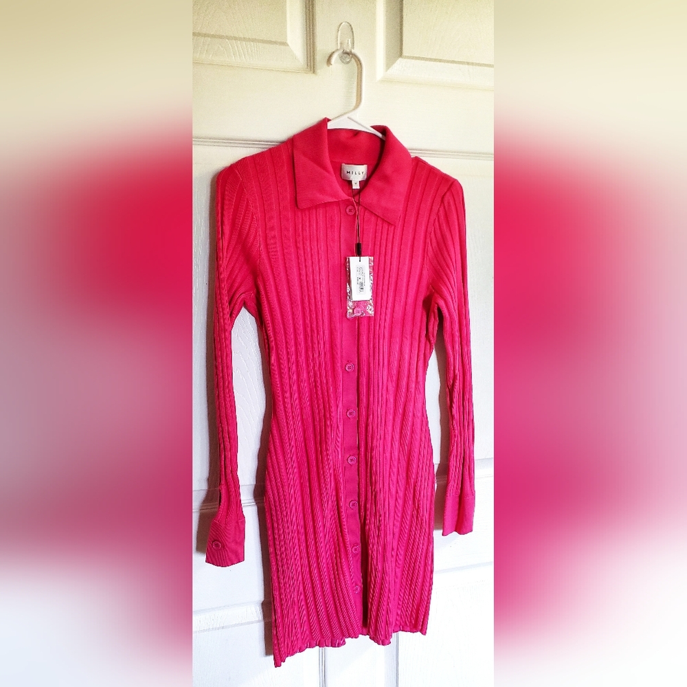 NWT Milly Bright Pink Sweater Dress Size Medium